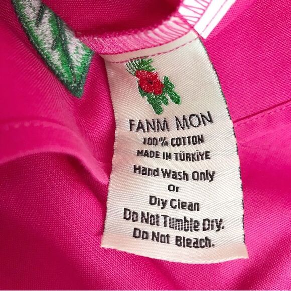 FANM MON Amarya Pink One Shoulder Dress Long Sleeve Cutout Embroidered XS New - Picture 11 of 14